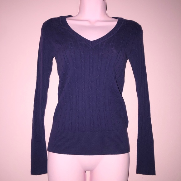 y2k v neck cable knit sweater - Picture 1 of 6